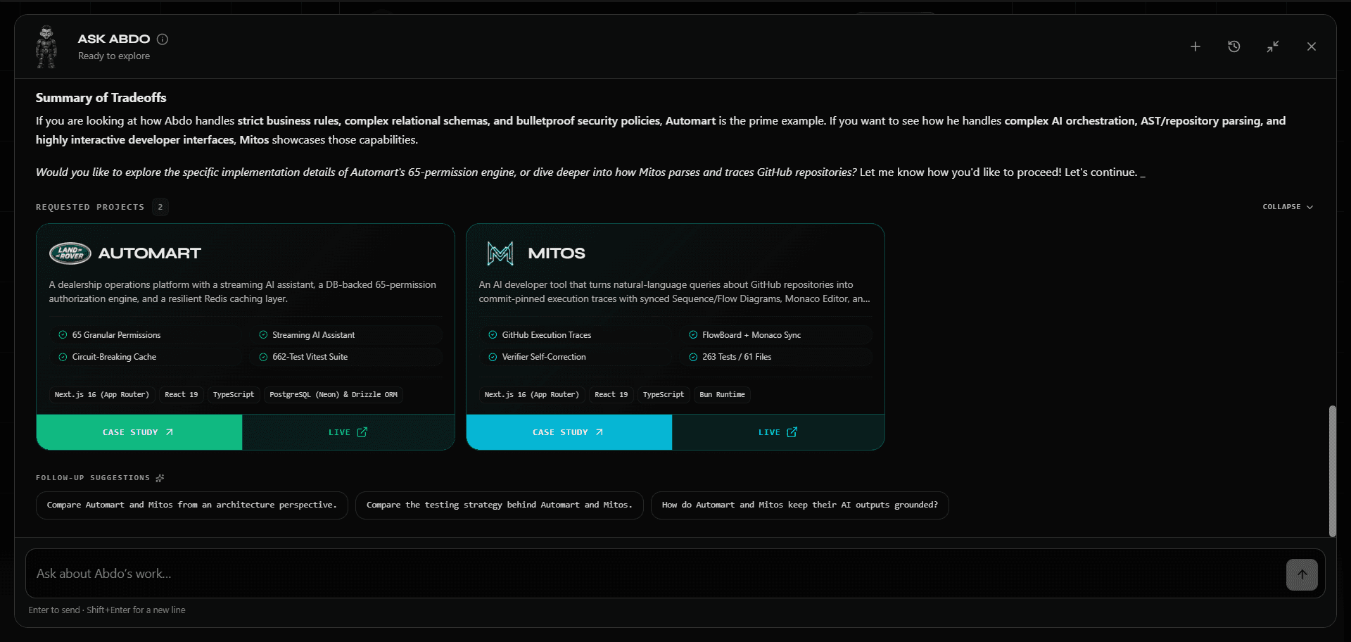Ask Abdo project interface preview